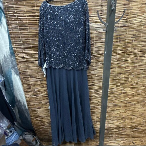 JKARA Womens Mesh Embellished Evening Dress Size 8 - Picture 3 of 3